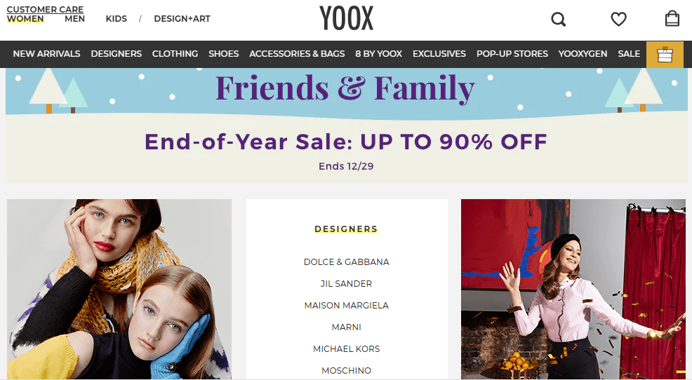 YOOX美國官網2018年終大促銷,  精選服飾鞋包低至1折, 無需用碼, 滿$50美國境內免運費